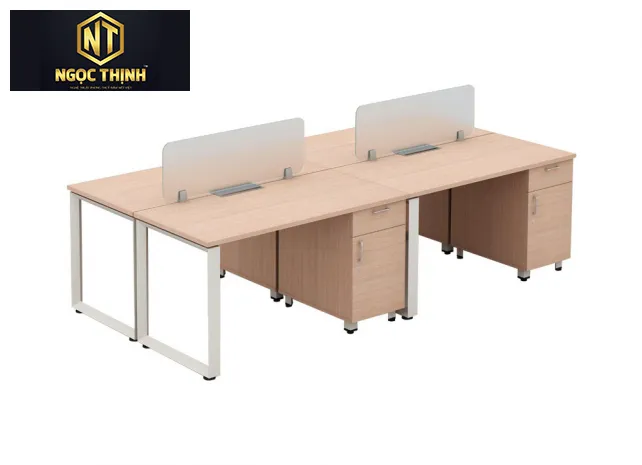 Bàn cụm làm việc có hộc tủ đơn giản tiện dùng chất lượng được sản xuất tại Nội Thất Ngọc Thịnh